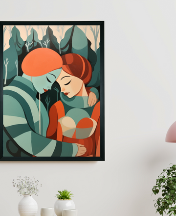 Winter Whispers: Premium Modern Couple Canvas Print by Sowpeace – Handcrafted Indian-Inspired Art for Elegant Winter Home Decor — alternate view