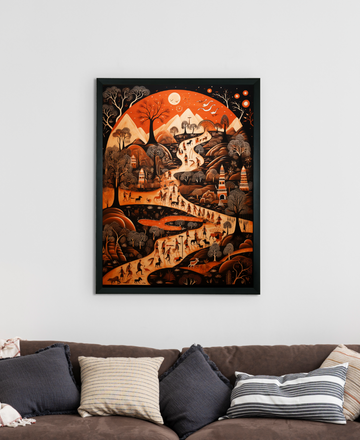 Sowpeace Sunsets: Handcrafted Peaceful Mountain Wall Art – Premium Indian-Inspired Canvas Print for Elegant Home Interiors — alternate view