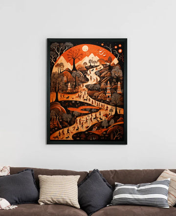 Sowpeace Sunsets: Handcrafted Peaceful Mountain Wall Art – Premium Indian-Inspired Canvas Print for Elegant Home Interiors — alternate view