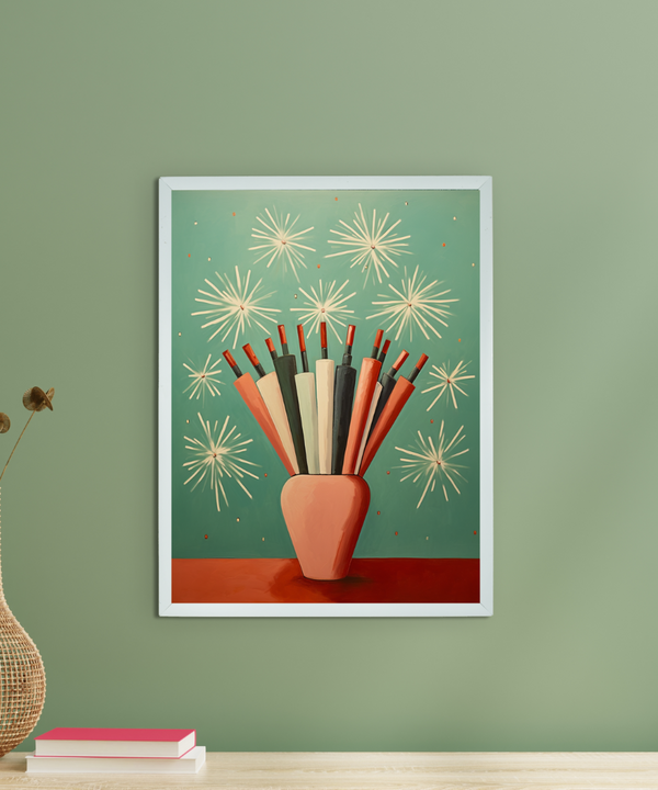 Sowpeace: Winter Festive Joy Abstracted Canvas – Premium Indian-Inspired Wall Art for Elegant Holiday Interiors — main view
