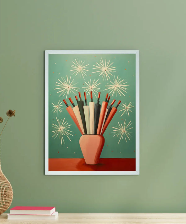 Sowpeace: Winter Festive Joy Abstracted Canvas – Premium Indian-Inspired Wall Art for Elegant Holiday Interiors — main view