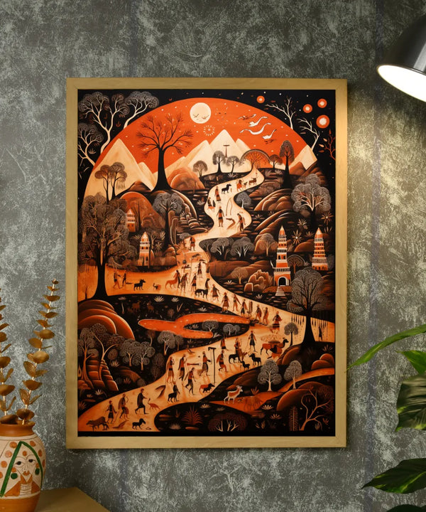 Sowpeace Sunsets: Handcrafted Peaceful Mountain Wall Art – Premium Indian-Inspired Canvas Print for Elegant Home Interiors — image 4