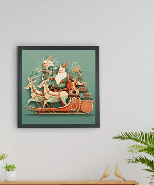Sowpeace: Santa & Reindeer – Premium Wall Art Wonderland – Handcrafted Indian-Inspired Prints for Stylish Holiday Decor — image 2
