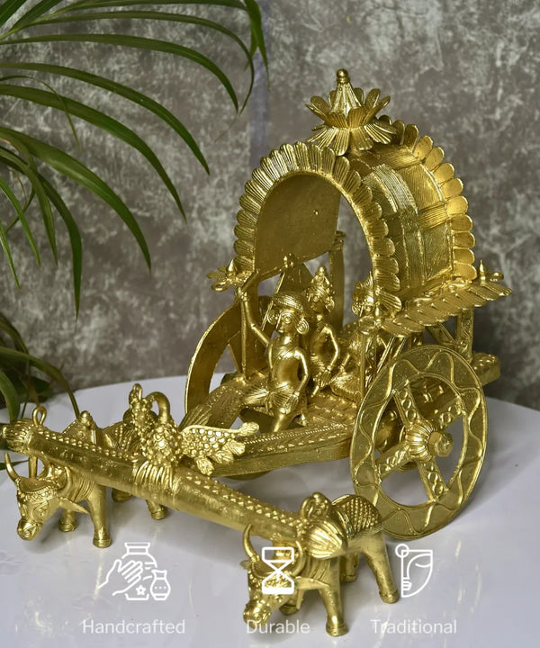 Large Dhokra Craft - Cow Cart Brass Decor — image 9