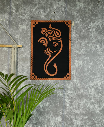 Handcrafted Abstract terracotta Ganesh Wall Art: Unique Home Decor — alternate view
