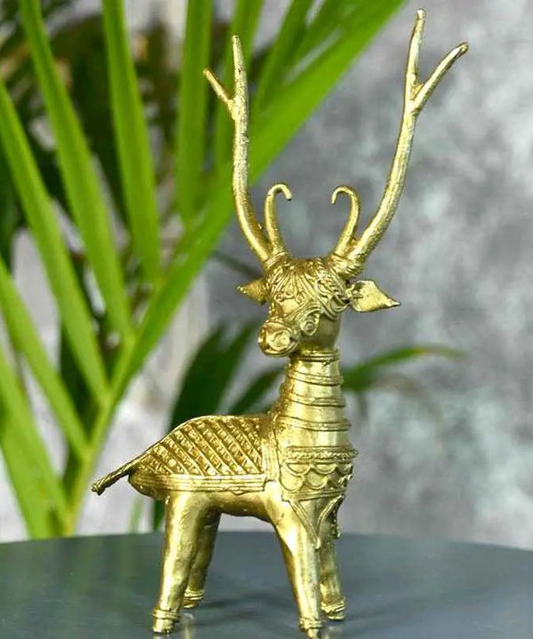 Dhokra Deer Brass Tabletop — main view