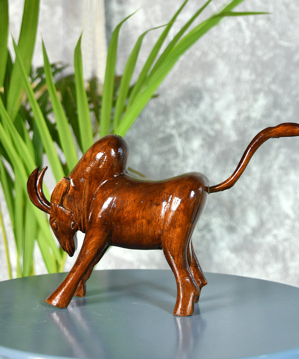 Sowpeace Handcarved wooden large bull: Artisan Home Decor — main view