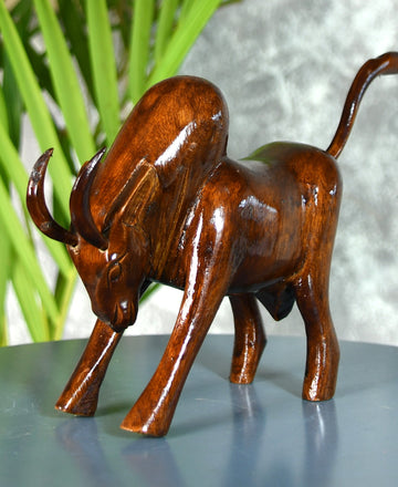 Sowpeace Handcarved wooden large bull: Artisan Home Decor — alternate view