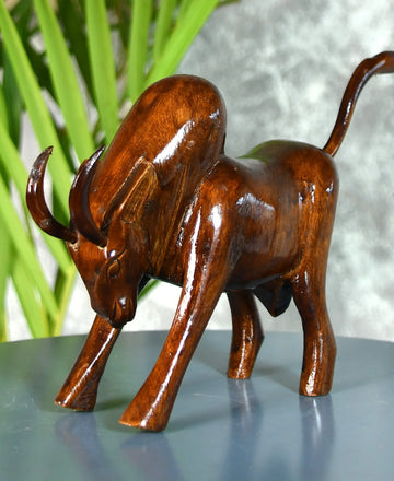 Sowpeace Handcarved wooden large bull: Artisan Home Decor — alternate view