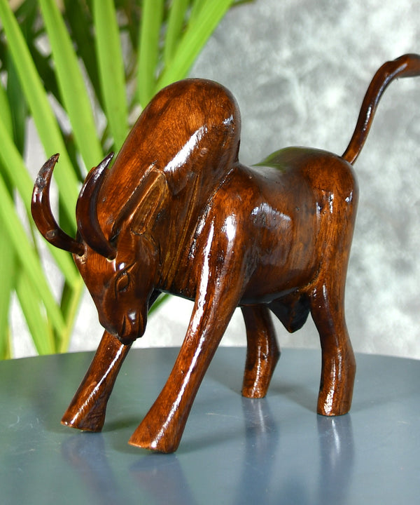 Sowpeace Handcarved wooden large bull: Artisan Home Decor — image 2