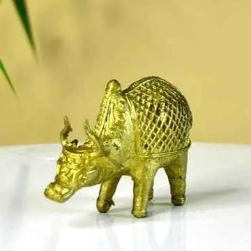Dokra Ox: Brass Tabletop Masterpiece for Unique Home Decor — alternate view