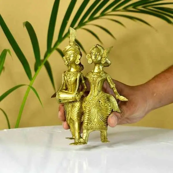 Dhokra Tribal Couple with Dhol Tabletop Decor — image 2