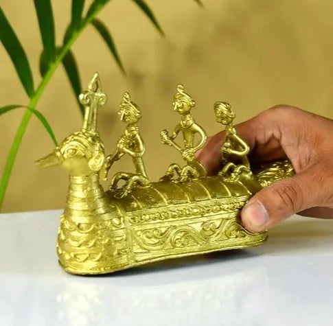 Dhokra Boat: Artisan Brass Tabletop Decor of Ancient Times. — image 5