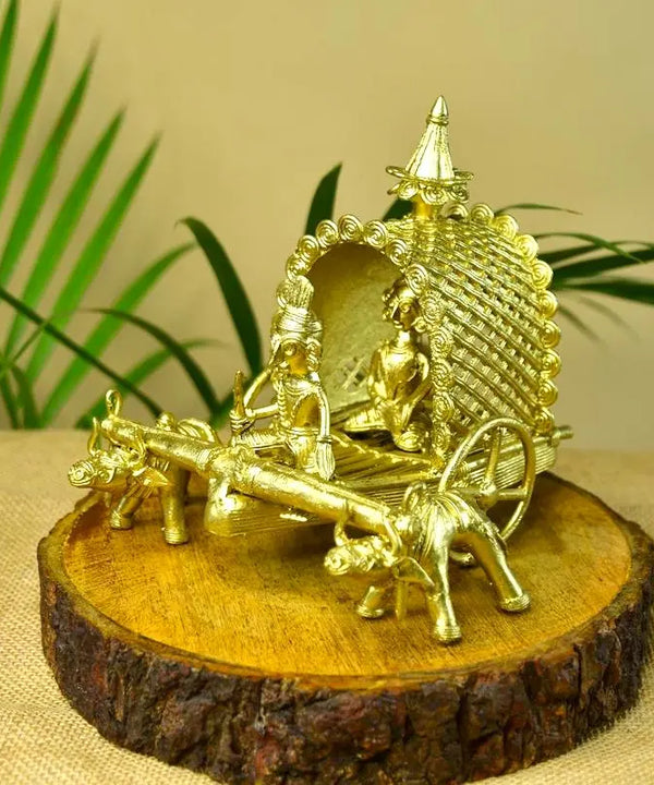 Dhokra art Brass Decor Cow Cart — image 6