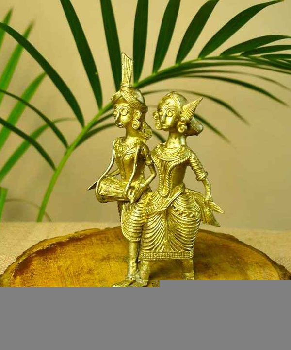 Dhokra Tribal Couple with Dhol Tabletop Decor — image 5