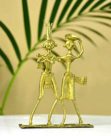 Dokra Couple: Brass Tabletop Artistry Decor — alternate view