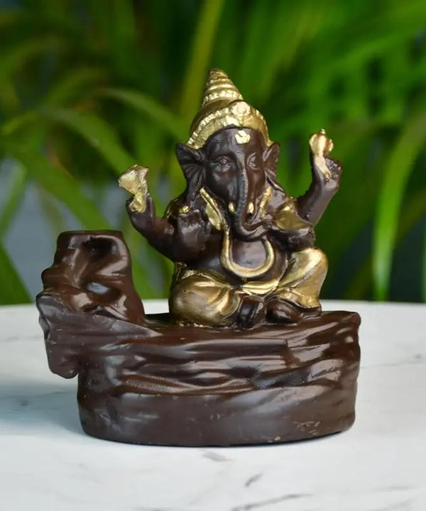 Golden Ganesh Resin Tabletop Decor by Sowpeace - Unique Home Showpiece — main view