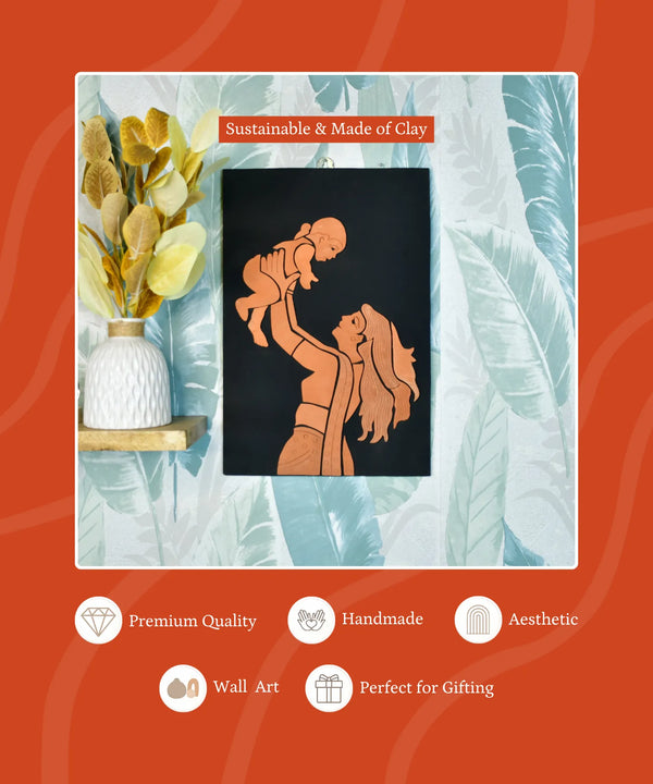 Handcrafted Terracotta Mother-Son Wall Art Masterpiece — image 3