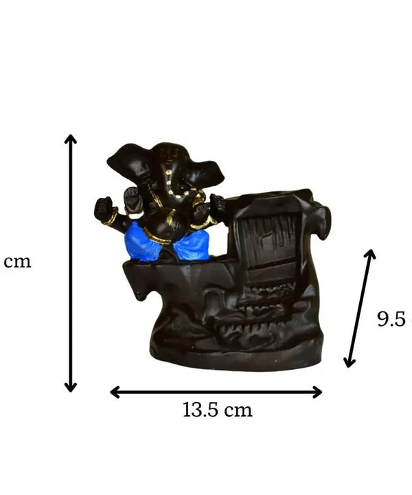 Artisan Blue Ganesh Smoke Fountain Tabletop Decor by Sowpeace - Unique Home Showpiece — image 5