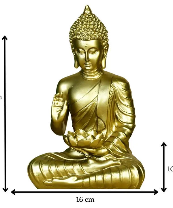 Buddha Figurine with Lotus | Sowpeace Indian Home Decor - Unique Artisan Craft — image 3