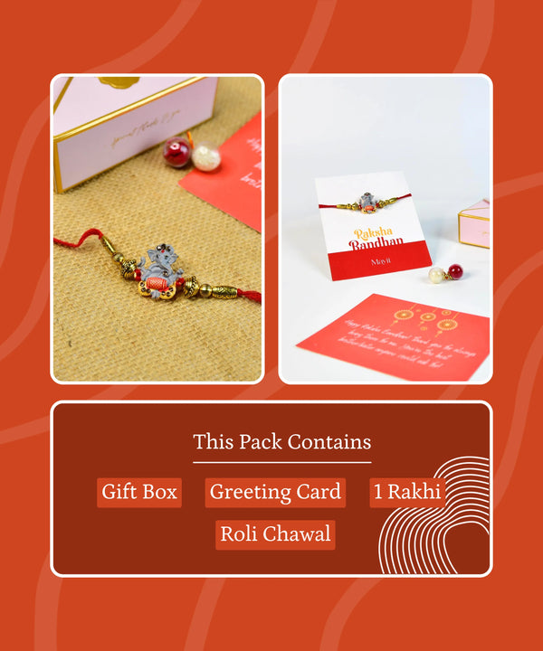 Sowpeace Exquisite Green Ganesha Rakhi Pack of 1 with Roli Chawal and Greeting card combo for Raksha Bandhan and Gifting — image 7