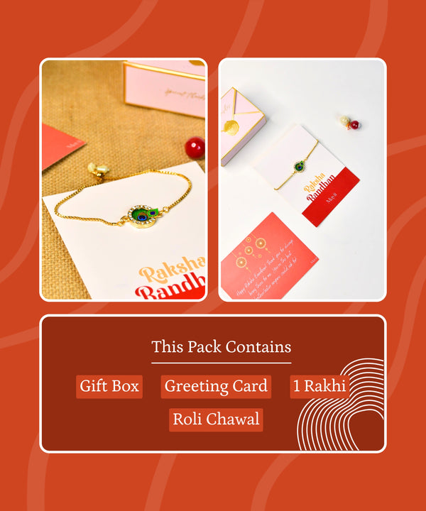 Sowpeace Exquisite Peacock Rakhi Pack of 1 with Roli Chawal and Greeting card combo for Raksha Bandhan and Gifting — image 7