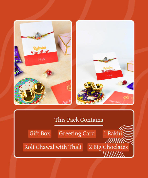 Sowpeace Exquisite Green Ganesha Rakhi Pack of 1 with Roli Chawal and Greeting card combo for Raksha Bandhan and Gifting — image 9
