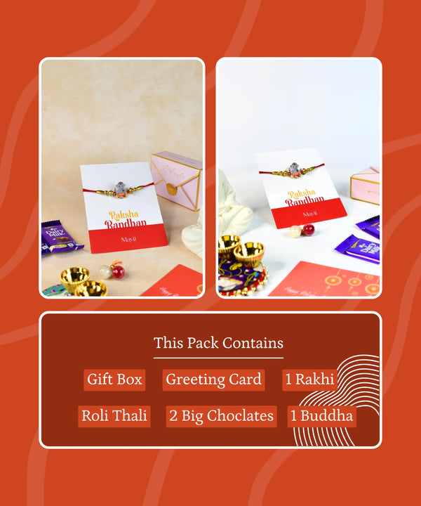 Sowpeace Exquisite Green Ganesha Rakhi Pack of 1 with Roli Chawal and Greeting card combo for Raksha Bandhan and Gifting — image 10