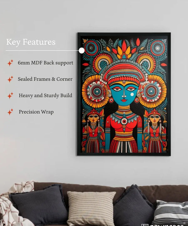 Abstract Crowned Women: Sowpeace Handcrafted Prints – Premium Indian-Inspired Canvas Art for Modern Home Decoration — image 5