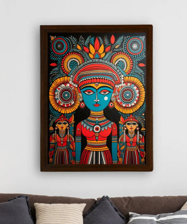 Abstract Crowned Women: Sowpeace Handcrafted Prints – Premium Indian-Inspired Canvas Art for Modern Home Decoration — image 4