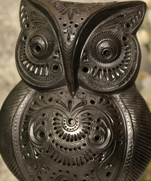 Artisan Black Terracotta Big Owl Tabletop Decor — image 2