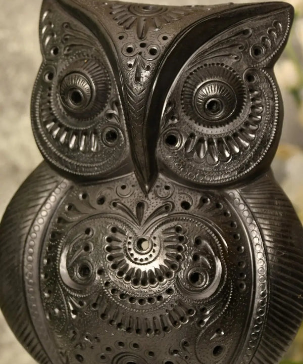 Artisan Black Terracotta Big Owl Tabletop Decor — image 2