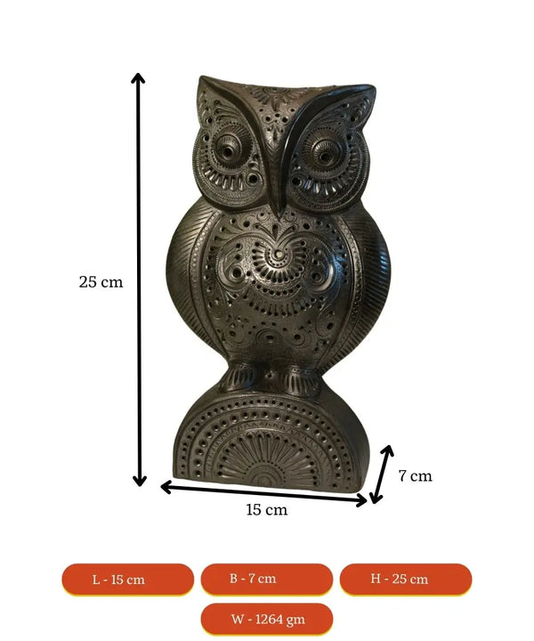 Artisan Black Terracotta Big Owl Tabletop Decor — image 6