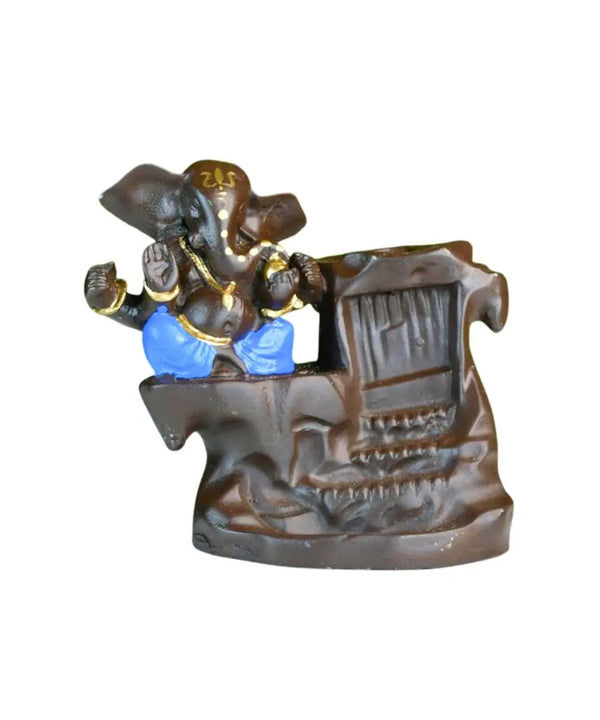 Artisan Blue Ganesh Smoke Fountain Tabletop Decor by Sowpeace - Unique Home Showpiece — image 7