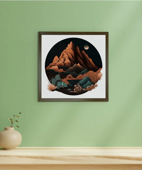 Sowpeace's Handcrafted Bohemian Mountain Abstract Art – Premium Framed Wall Decor Inspired by Indian Artforms — image 3