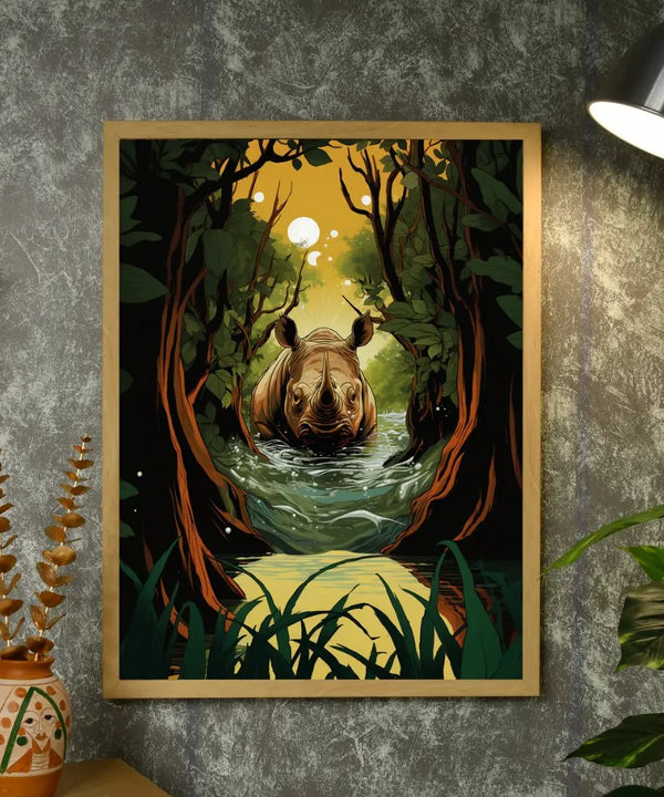 Sowpeace Harmony: Find Your Handcrafted Abstract Rhino – Premium Indian-Inspired Canvas Art for Elegant Home Interiors — image 4