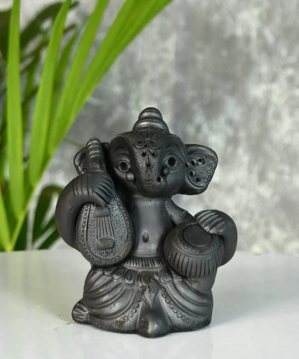 Black Ganesh Sitar & Tabla Ensemble Artisan Home Decor — main view