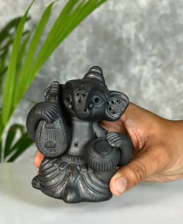 Black Ganesh Sitar & Tabla Ensemble Artisan Home Decor — alternate view