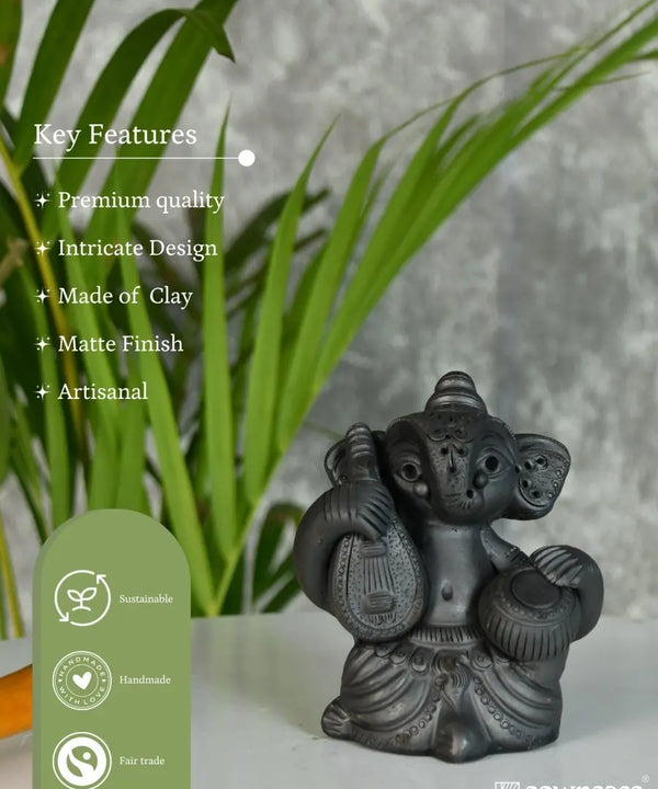 Black Ganesh Sitar & Tabla Ensemble Artisan Home Decor — image 6