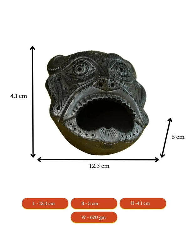 Black Terracotta Asur Mask: Unique Tabletop Accent — image 7