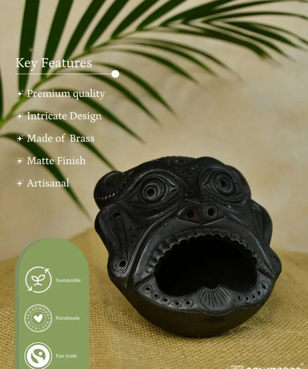 Black Terracotta Asur Mask: Unique Tabletop Accent — image 6