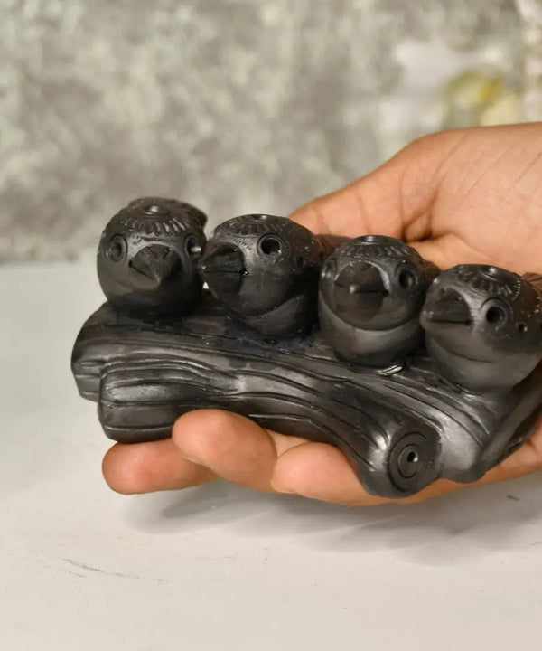 Black Terracotta Birds on Branch Tabletop Decor — image 2