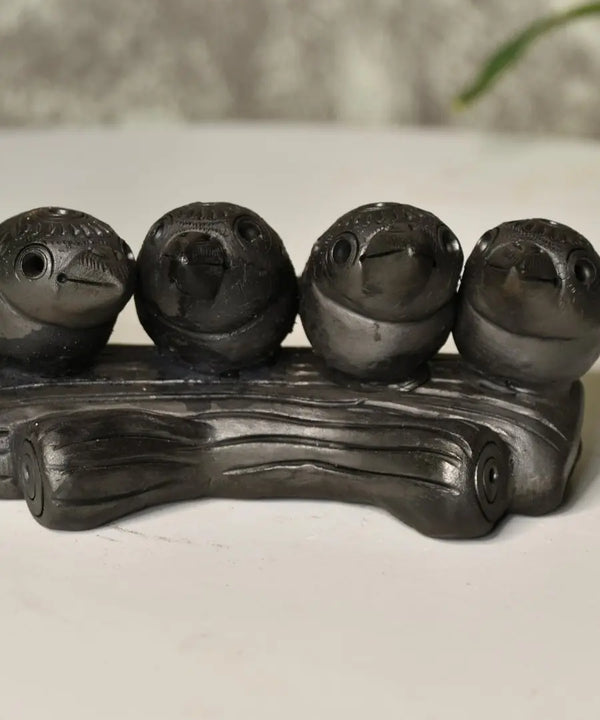 Black Terracotta Birds on Branch Tabletop Decor — image 5