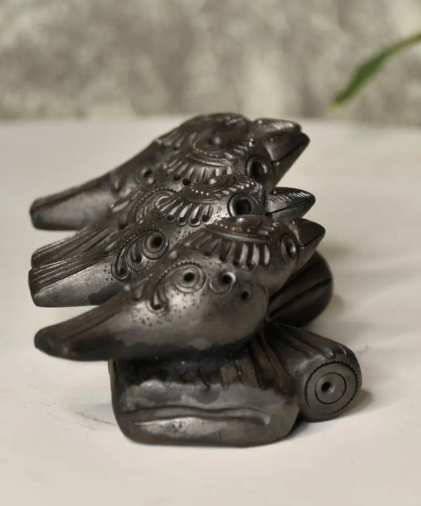 Black Terracotta Birds on Branch Tabletop Decor — image 3