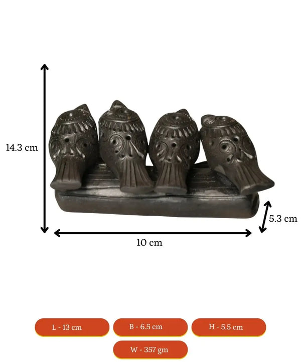 Black Terracotta Birds on Branch Tabletop Decor — image 7