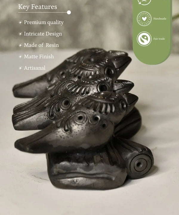 Black Terracotta Birds on Branch Tabletop Decor — image 6