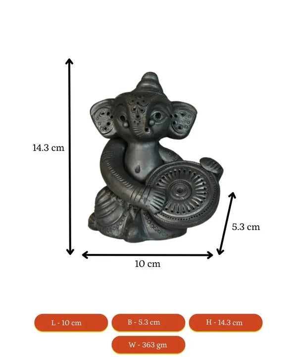 Black Terracotta Ganesh: Dafli Tabletop Decor — image 11