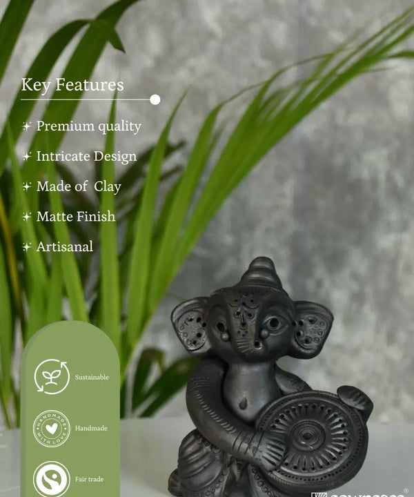 Black Terracotta Ganesh: Dafli Tabletop Decor — image 10