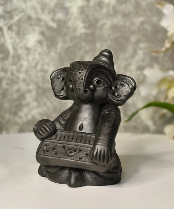Black Terracotta Ganesh: Harmonium Tabletop Decor — image 3