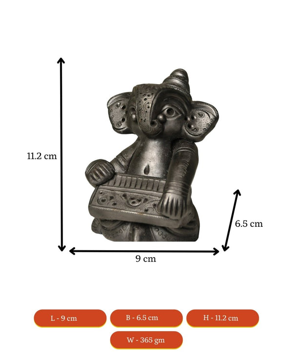 Black Terracotta Ganesh: Harmonium Tabletop Decor — image 5